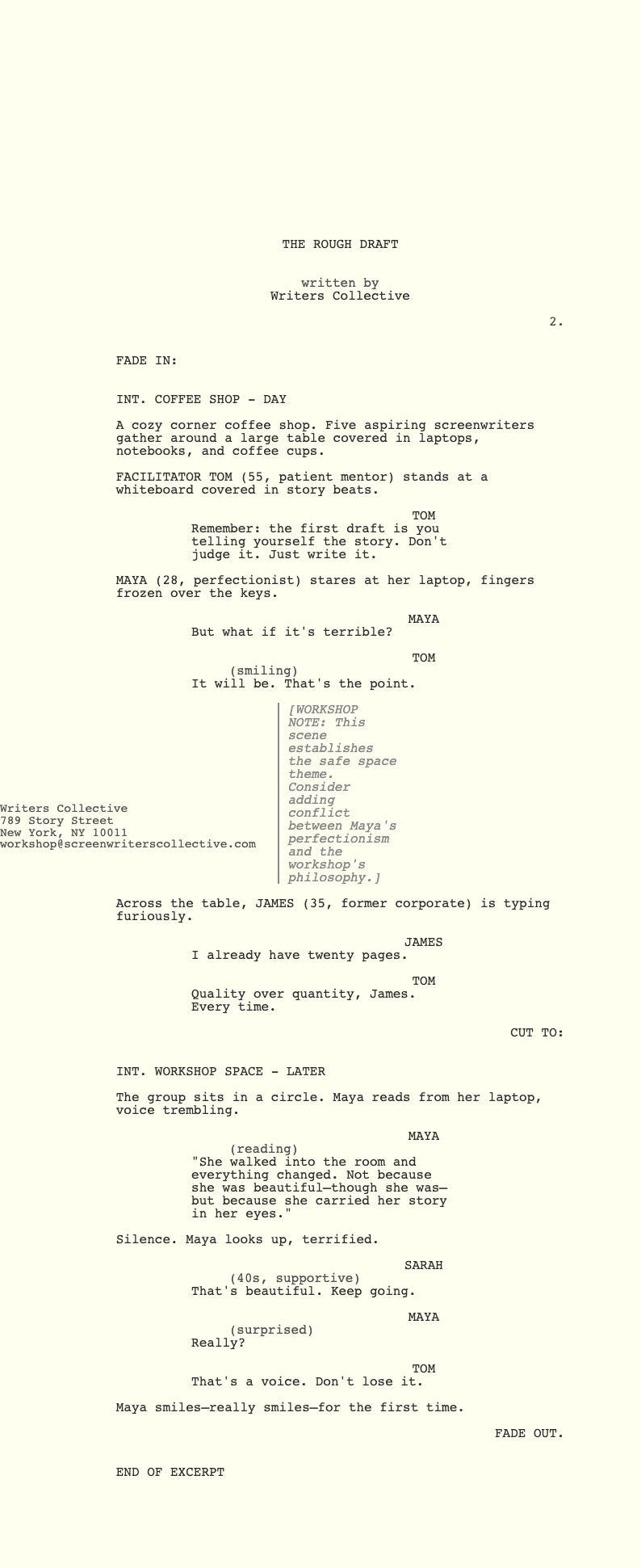 Screenwriters workshop screenplay